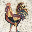 Rooster Medallion Mosaic, 32" close-up