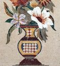 Checkered Vase with Flowers Mosaic close-up
