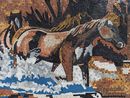 Horses Galloping Mosaic Mural close-up