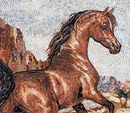 Wild Brown Horse Mosaic, 56" close-up