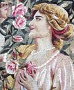 Woman in Rose Garden Mosaic close-up