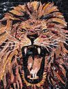 Рычащий лев, мозаика крупным планом