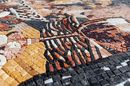Candlelit Wine and Fruit Mosaic, 28"x34" close-up