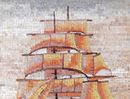 Mosaik Segelschiff Sonnenuntergang, 75x110 cm Zoom