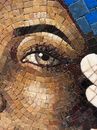 African Woman Mosaic with Flowers close-up