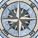 Mediterranean Compass Mosaic, 48" close-up