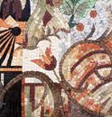Fruit and Wine Still-Life Mosaic close-up