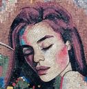 Woman with Horse Mosaic close-up