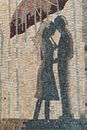 Lovers Under an Umbrella Mosaic close-up