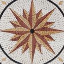 Brown and White Compass Mosaic, 32" close-up