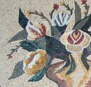 Gold Vase of Roses Mosaic close-up