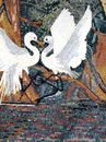 Sparring Cranes Mosaic close-up