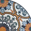 Blue and Gold Flower Patterned Mosaic Medallion, 48" close-up