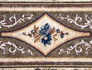 Ornate Brown Patterned Rug Mosaic with Blue Flowers close-up