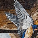 Mother Bird Feeding Baby Birds Mosaic close-up