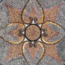 Brown Patterened Mosaic Medallion, 36" close-up