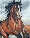 Brown Horse Running Mosaic close-up