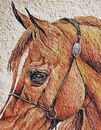 Braunes Pferd Vignette Mosaik, 95x120 cm Zoom