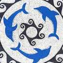 Blaue Delphine Mosaik, 100 cm Zoom