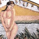 Купальщица, мозаика крупным планом