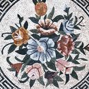 Mixed Flower Mosaic Medallion, 40" close-up