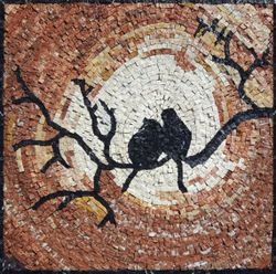 Moonlit Love Birds Mosaic