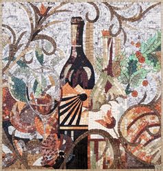 Fruit and Wine Still-Life Mosaic