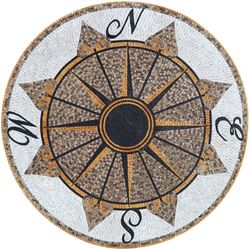 Round Compass Rose in Gold Mosaic