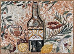 Wine and Lemon Still-Life Mosaic