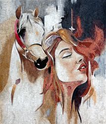 Red-Haired Woman and Horse Mosaic