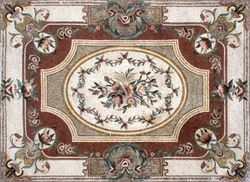 Blumenmuster Teppich rot-weiß Mosaik