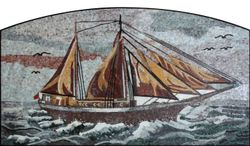 Boat on a Stormy Night Mosaic