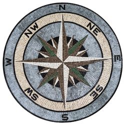 Emerald and White Compass Mosaic