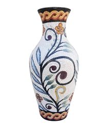 Swirling Leafy Floral Pattern Mosaic Clay Vase