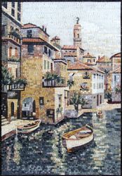 Ruderbooten auf dem Kanal Mosaik