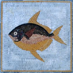 Mosaik Fisch auf blauem Grund