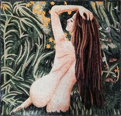 Nude Woman in Forest Mosaic