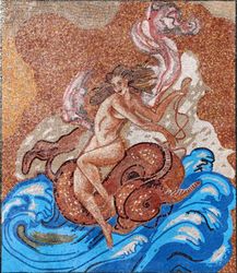 Sea Nymph Riding Hippocamp Mosaic