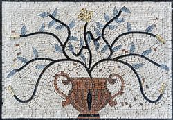 Blue Leaves and Copper Pot Mosaic