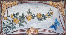 Yellow Roses and Butterfly Mosaic