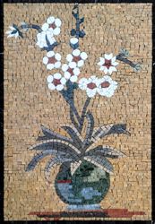 White Wildflowers Vase Mosaic