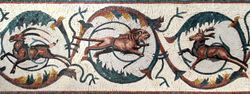 Löwe und Gazelle Bordüre Mosaik