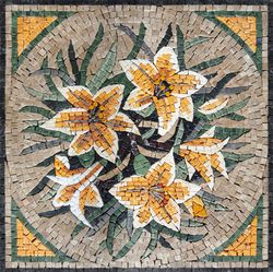 Gelbe und weiße Lilien Mosaik