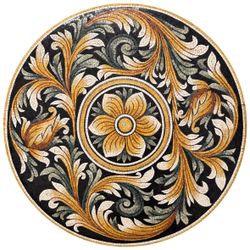Patterned Gold Leafy Round Mosaic