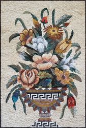 Flowers in Greek Vase Mosaic
