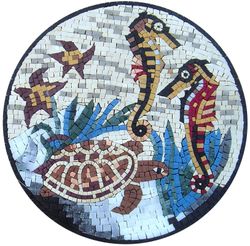Seahorses and Turtle Mosaic