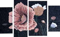 Mehrfarbige Blumen Vierteiliges Mosaik
