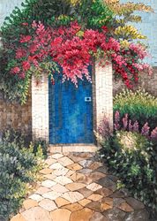 Garden With A Blue Door Mosaic