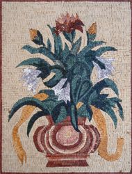 Rosy Vase of Flowers Mosaic