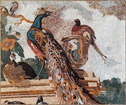 Павлин, птицы, мозаика